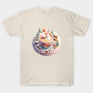 Kawaii snowman cappuccino T-Shirt